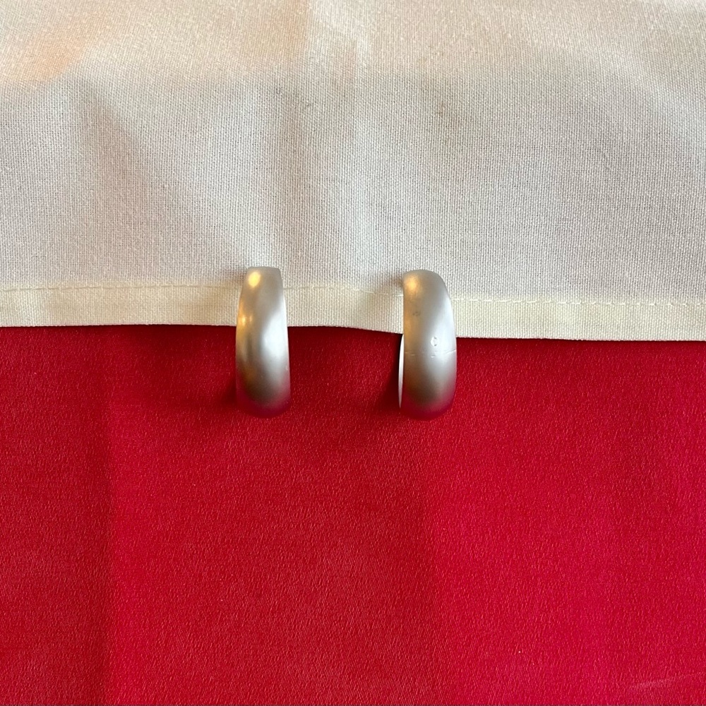 Matt Finished, Silver Plated Hoop Earrings - Picture 4 of 16